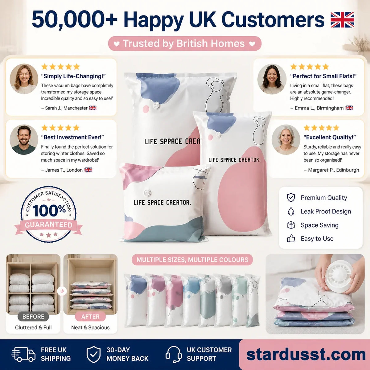 🥳LAST DAY BUY 2 GET 1 FREE!!💞50K+ SOLD!🧳💨No‑Pump Vacuum Storage Bags – Press & seal, no pump needed. Saves 80% space, keeps clothes dry & dust‑free. Perfect for bulky bedding & off‑season gear. 🛏️🗄️