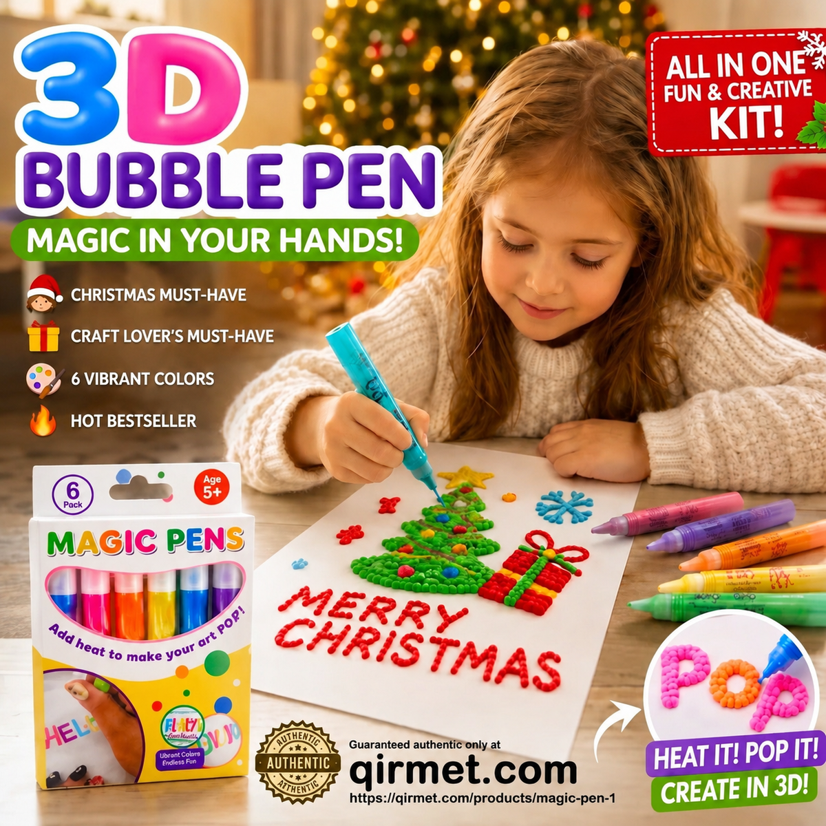 💥LAST DAY BUY 1 GET 1 FREE!!🎁🔮Magic Pen – Draw 3D with one stroke!🎄DIY Bubble Magic Drawing Pens