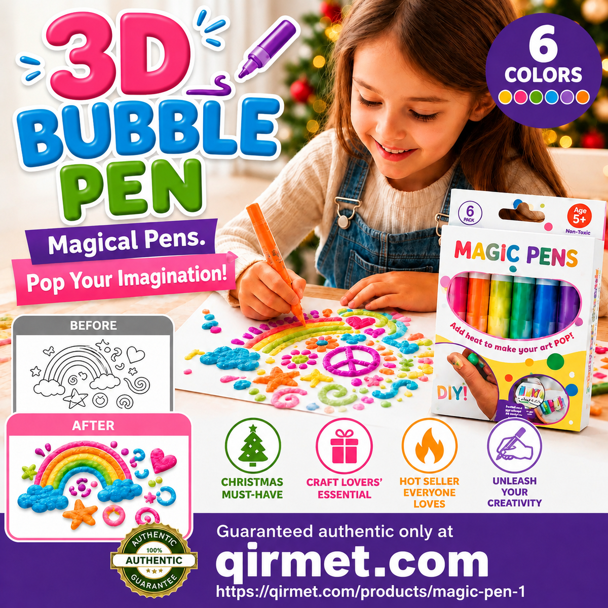 💥LAST DAY BUY 1 GET 1 FREE!!🎁🔮Magic Pen – Draw 3D with one stroke!🎄DIY Bubble Magic Drawing Pens