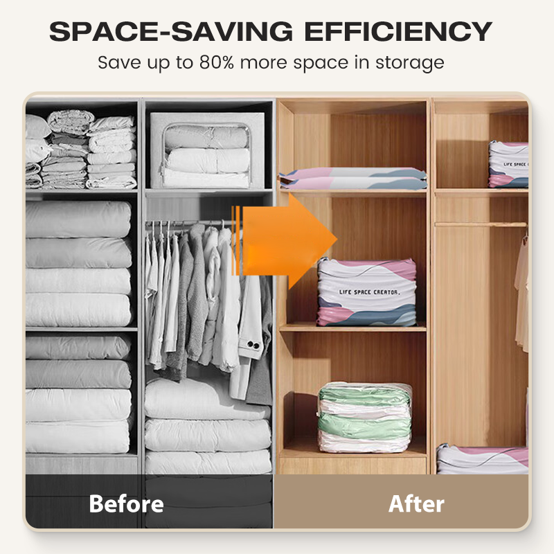 🥳LAST DAY BUY 2 GET 1 FREE!!💞50K+ SOLD!🧳💨No‑Pump Vacuum Storage Bags – Press & seal, no pump needed. Saves 80% space, keeps clothes dry & dust‑free. Perfect for bulky bedding & off‑season gear. 🛏️🗄️